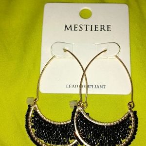 *NWT* Mestiere Black Boho Seed Bead Dangle Earrings